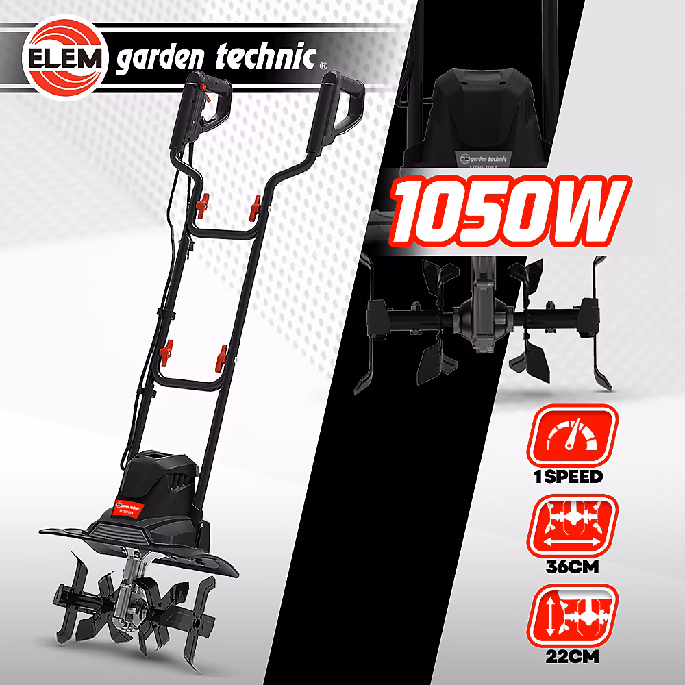 Motobineuse electrique 1050W 4 fraises Elem Garden