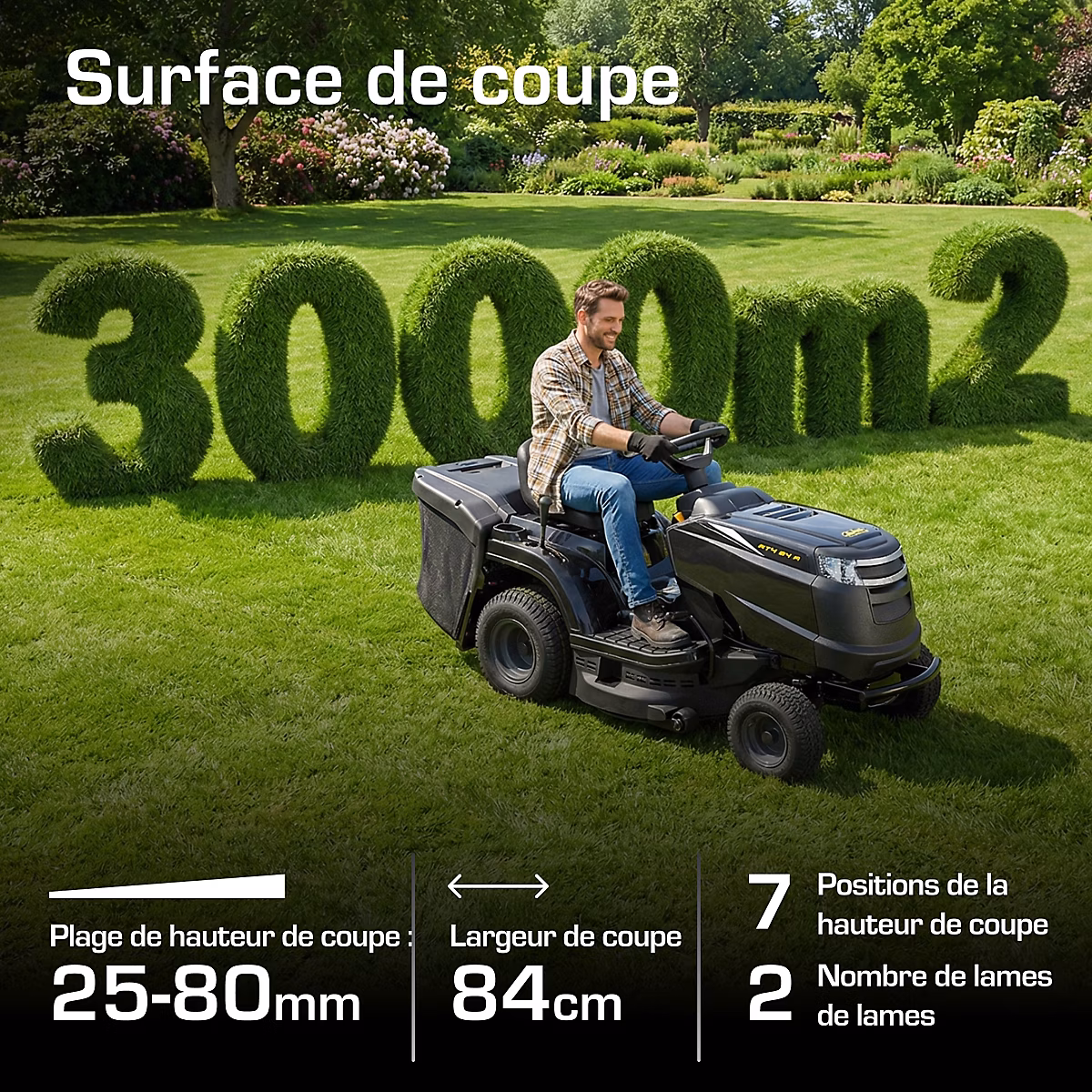 Tondeuse autoportee ejection arriere ALPINA AT4 84A 352 cm3 l.84 cm